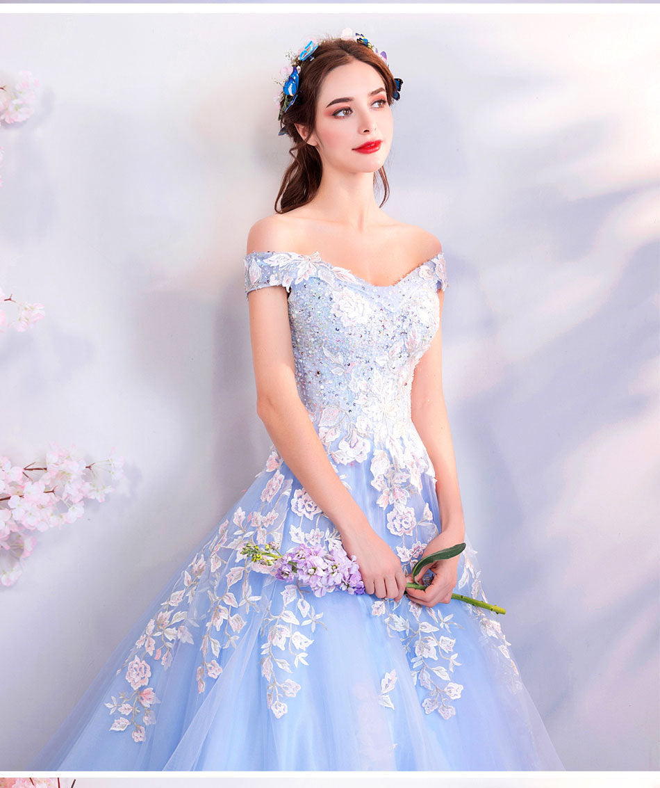Super Fairy Wedding Dress 2024 Autumn Blue Flower Art Exam Catwalk Fashion Trend Foreign Trade Banquet Evening Dress for Women