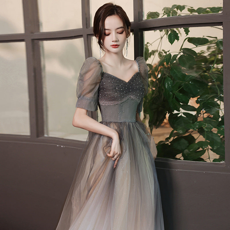 French Evening Dress for Women Light Luxury Minority High-End Banquet Elegant Art Exam High Sense Adult Formal Dress Dress Summer