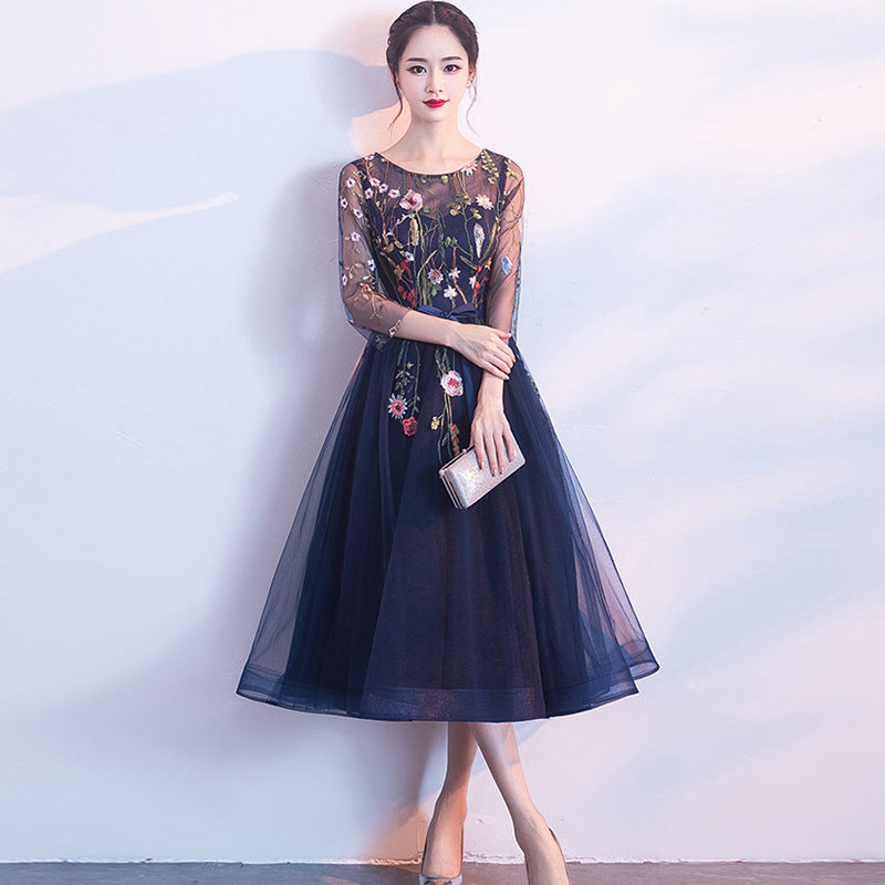 Banquet Evening Dress 040 New Fashion Elegant Dress for Women Small Dress Dress for Women Mid-Length Evening Dress