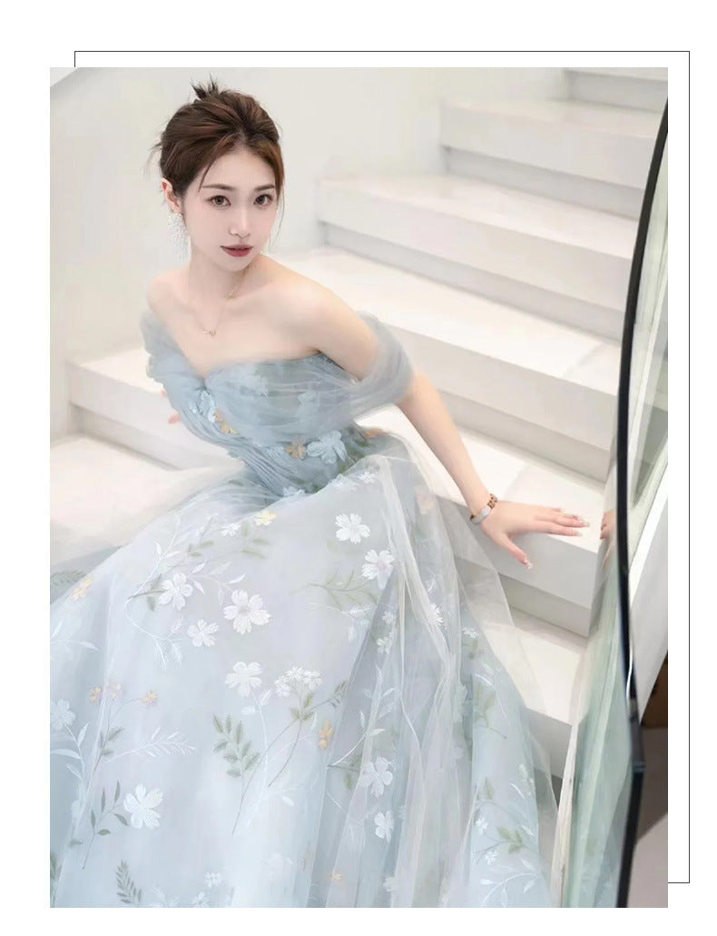 off-Shoulder French Evening Dress 2024 Spring New Banquet FARCENT Mori Style Western Style Host Banquet Evening Dress