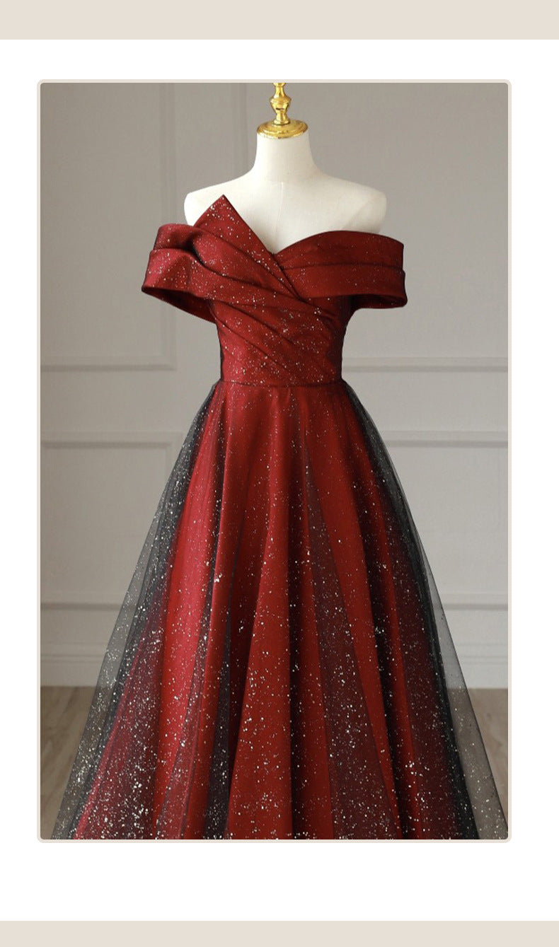 French Toast Clothing Elegant off-Shoulder Red Maternity Bridal Dresses plus Size Plump Girls Slimming Bridal Marriage Engagement Dress