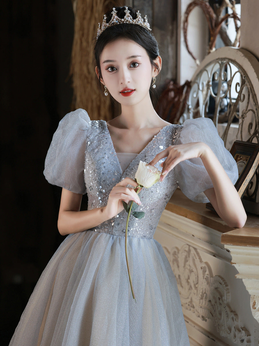 High-End Evening Dress Female 2022 New Banquet Temperament Design Sense Special Interest Light Luxury Senior Host Annual Meeting Art Exam