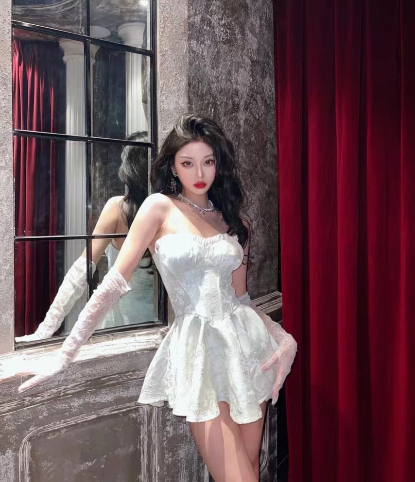 French Style Retro Elegant Tube Top Dress 2024 New Autumn and Winter Gentle Sexy Nightclub Scheming Dinner Suit