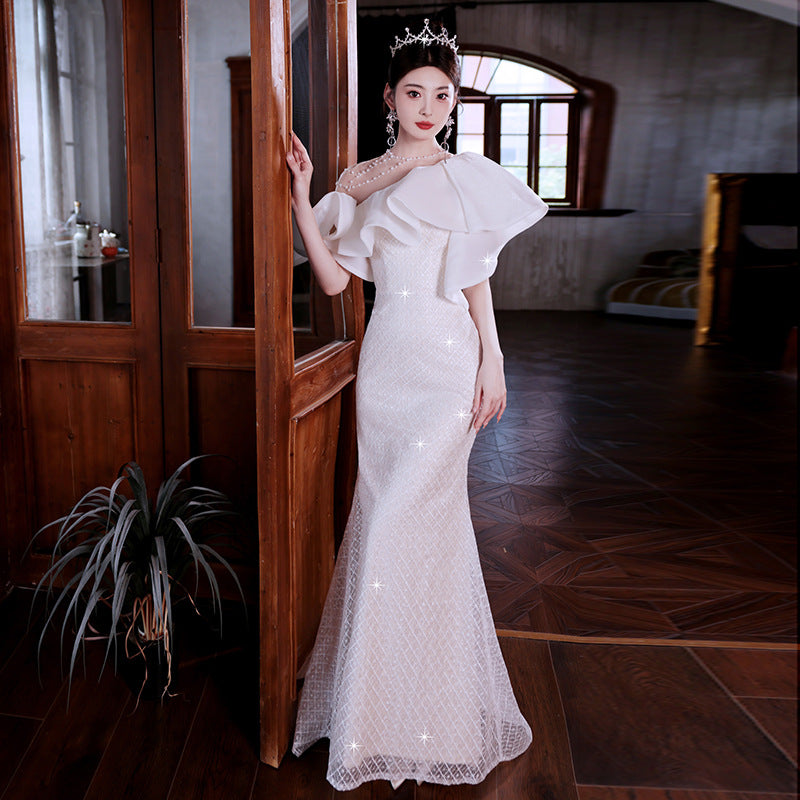 Evening Dress for Women Light Luxury Minority High-End High-Grade Host French Fishtail Heavy Industry Party Elegant