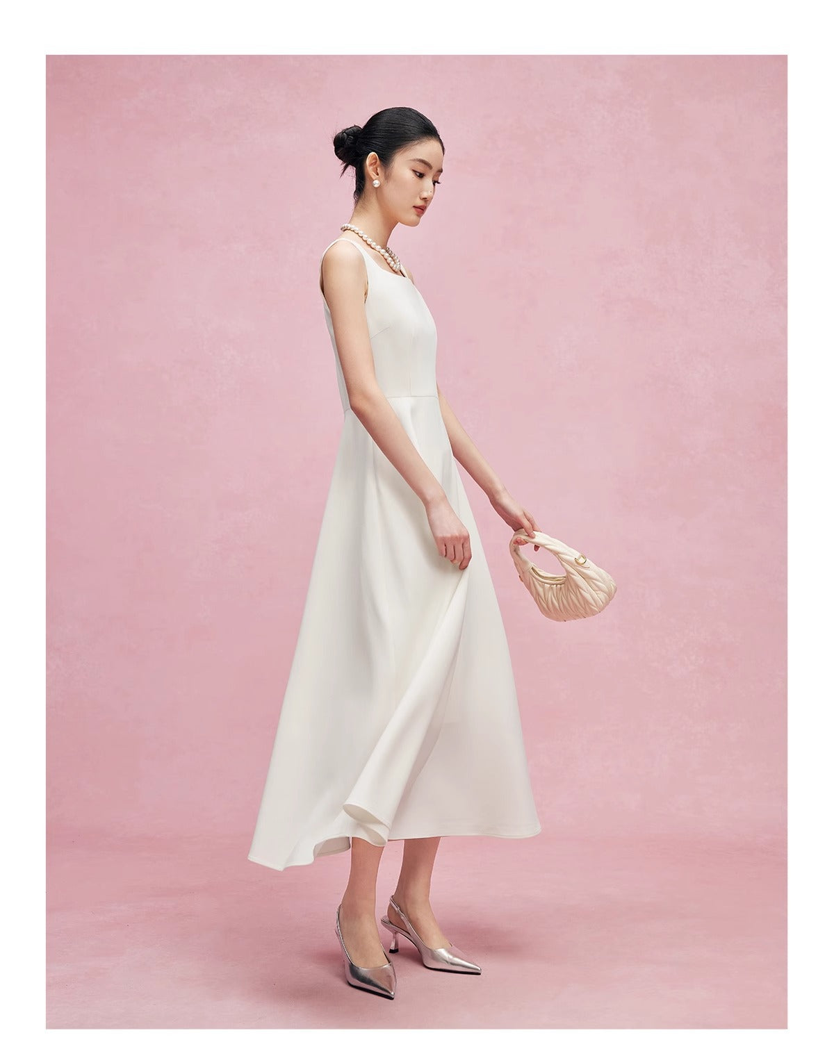 French Style White Dress 2024 New Sleeveless Vest Dress for Women Summer Fashion Slimming Long Dress