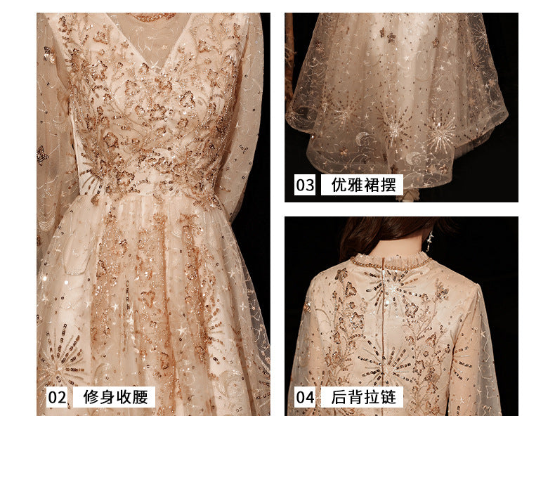 Annual Party Evening Dress Female 2024 New Elegant Texture Long Formal Dress Host Fairy Performance Banquet Gift