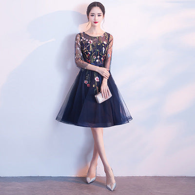 Banquet Evening Dress 040 New Fashion Elegant Dress for Women Small Dress Dress for Women Mid-Length Evening Dress