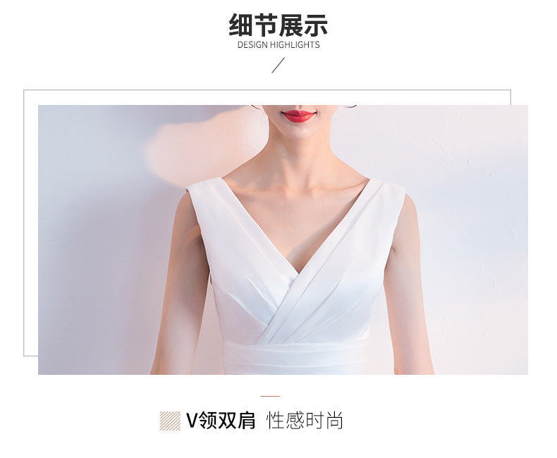 Evening Dress for Women New Style Daily Wear Petite White Slimming Short Dress Bridesmaid Dress Annual Meeting Small Dress