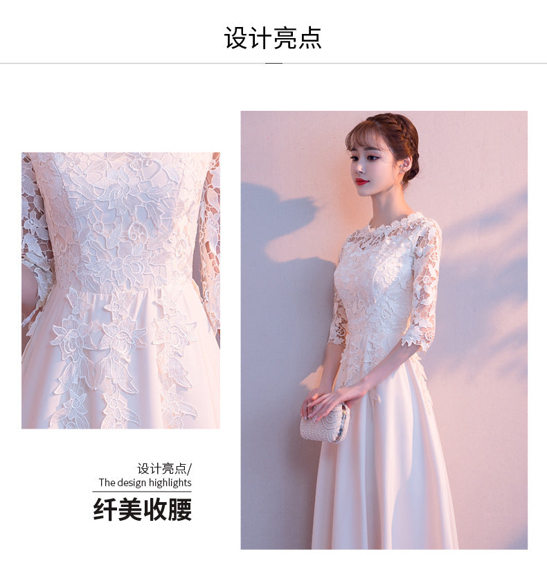 White Evening Dress Skirt Female 2024 New Daily Style Fairy Banquet Temperament Student Chorus Performance