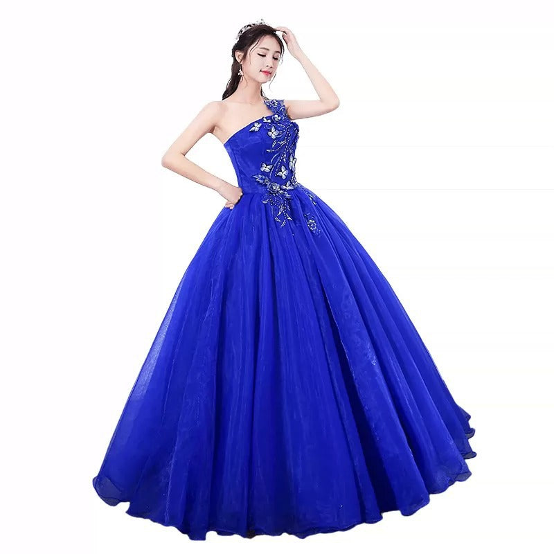Evening Dress Host Costume Vocal Music Art Test Student Singing Bel Canto Solo Dress Women's Long Pettiskirt Winter