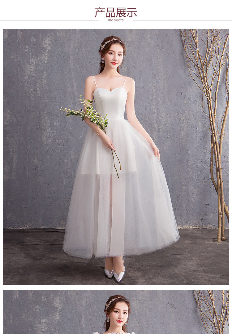 Performance Evening Dress Spring New Wedding Dress Bridesmaid Dress Strap Long Travel Photo Couple Photo Light Wedding Dress