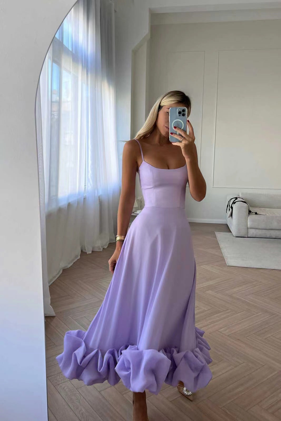 Fashion Suspenders Large Swing Three-Dimensional Flower A- line Skirt European and American Women's Clothing Cross-Border Hot Selling New Elegant Slim Fit Dress