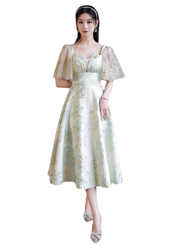 Daily Wearable French Suit 2024 New Summer Floral Bridesmaid Dress Dress Small Banquet Evening Dress