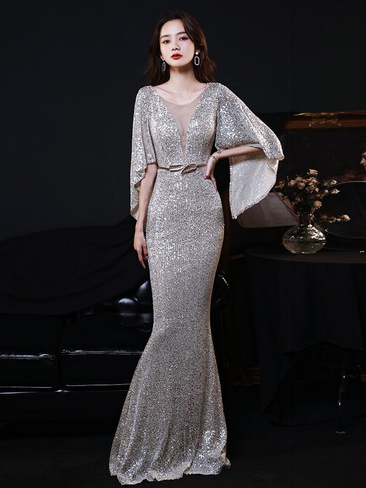 New Mother-in-Law Wedding Clothes Catwalk Young Wedding plus Size Happy Mother-in-Law Mother-in-Law Wedding Champagne Gold Dress for Women