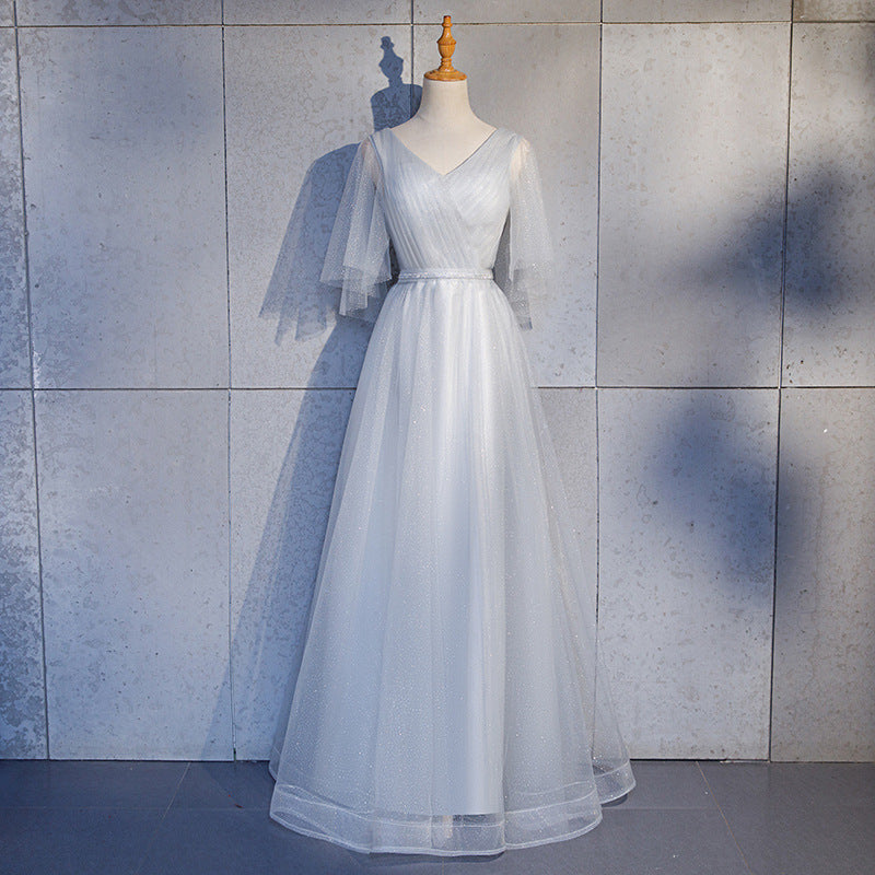 Chorus Dress 2024 New Mesh Elegant Long Banquet Dress Host Annual Meeting Chorus Costume Women
