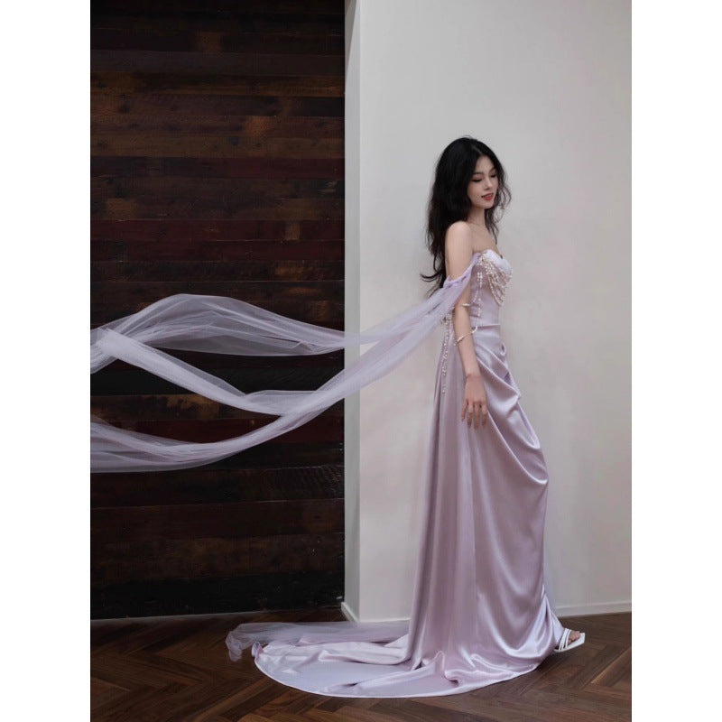 TOAST Clothing Morning Gowns Female Bride Marriage Engagement Evening Dress High-End Sense Niche Light Wedding Dress French Tube Top Dress