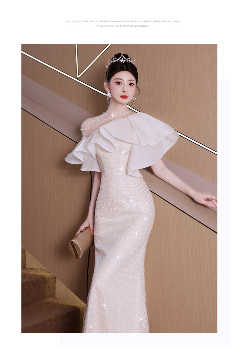 Evening Dress for Women Light Luxury Minority High-End High-Grade Host French Fishtail Heavy Industry Party Elegant