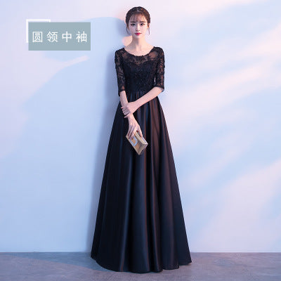 Long Bridesmaid Dress 2024 New Spring and Summer Korean Style Slim Fit Slimming Sisters Group Dress Performance Graduation Dress for Women