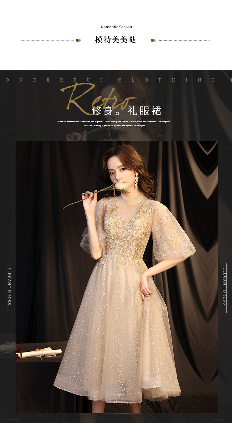 Banquet Evening Dress 2024 New Autumn Graceful and Fashionable Bridesmaid Dress Socialite Grand Host Annual Party Evening Dress