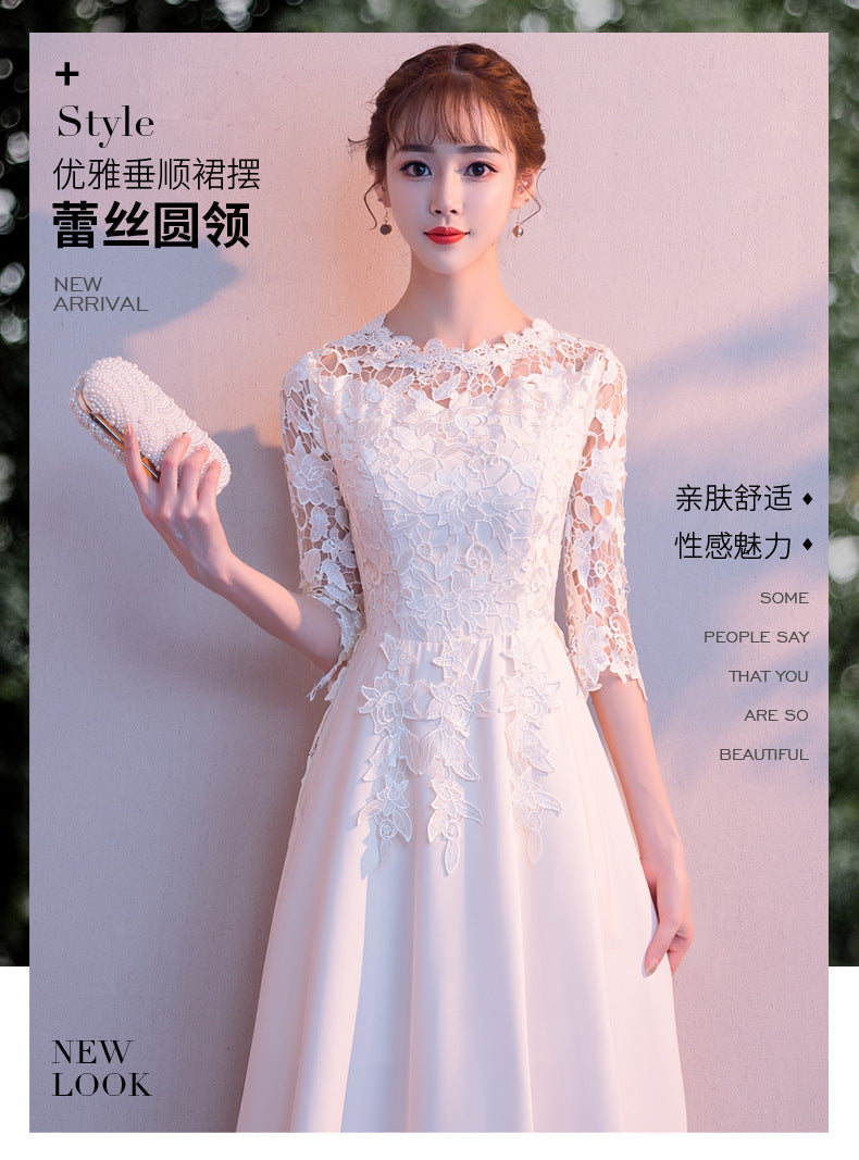 White Evening Dress Skirt Female 2024 New Daily Style Fairy Banquet Temperament Student Chorus Performance