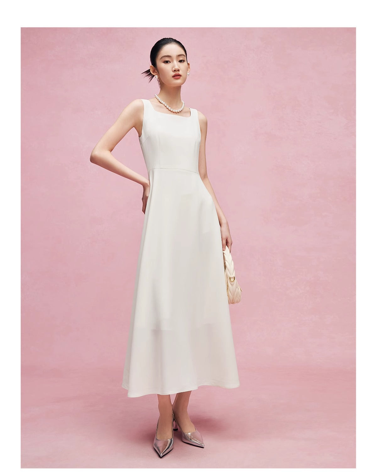 French Style White Dress 2024 New Sleeveless Vest Dress for Women Summer Fashion Slimming Long Dress