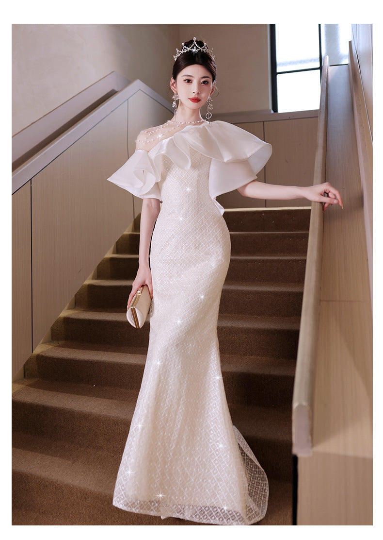 Evening Dress for Women Light Luxury Minority High-End High-Grade Host French Fishtail Heavy Industry Party Elegant