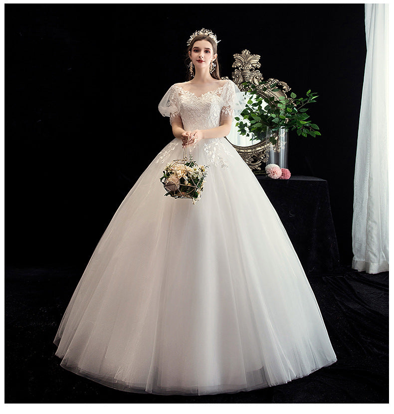 Wedding Dress 2024 New Korean Style Slim Fit Bridal Wedding Dress plus Size Lace Photo Studio Wedding Small H26