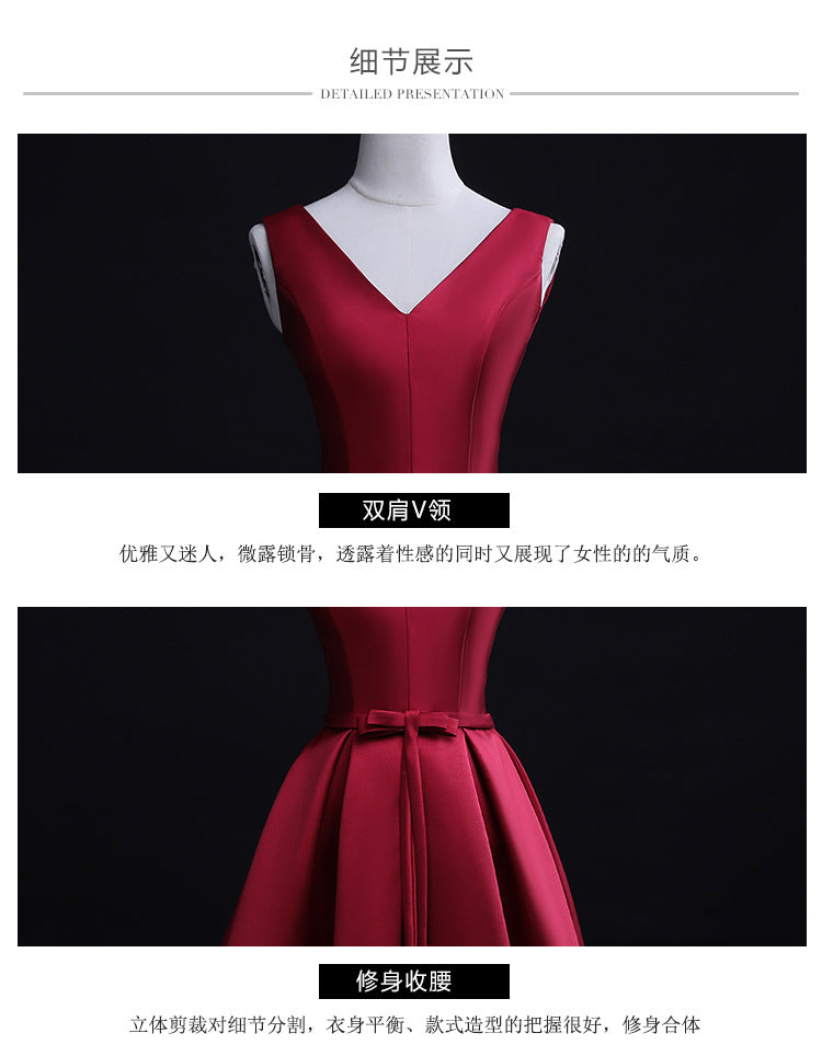 Bridal Toast Dress New Spring Short Red V-neck Engagement Return Wedding Dress for Women Slim Fit Slimming