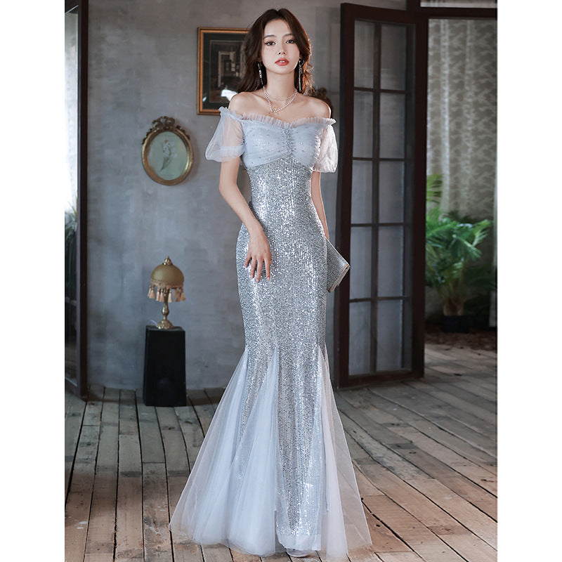 French Evening Dress Women's Banquet 2024 Fairy High-End Affordable Luxury Niche Dinner High-End High Sense Host Adult