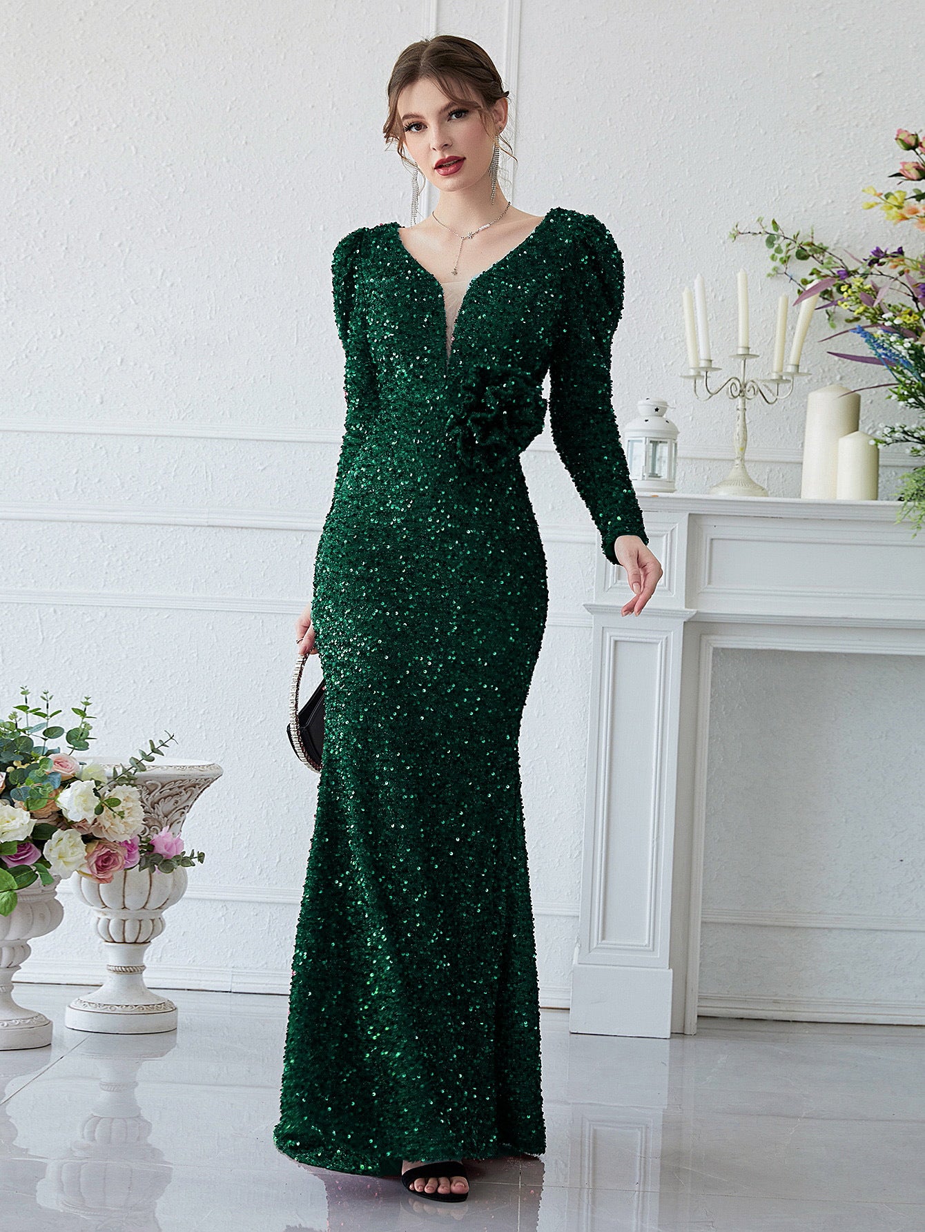 Cross-Border Dance Formal Dress Elegant Long Banquet Evening Dress Broken Size Leak-Picking Special Session