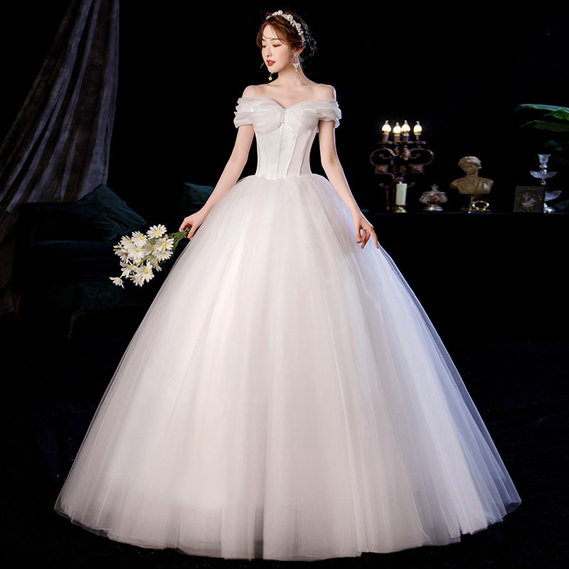 [Customized] Wedding off-Shoulder Strap Floor-Length Tube Top Wedding Pettiskirt Light New Wedding Dress Korean Manufacturer