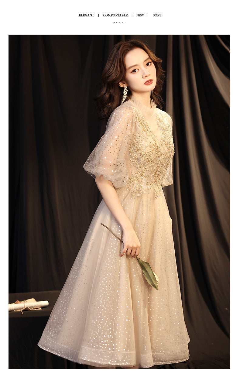 Banquet Evening Dress 2024 New Autumn Graceful and Fashionable Bridesmaid Dress Socialite Grand Host Annual Party Evening Dress