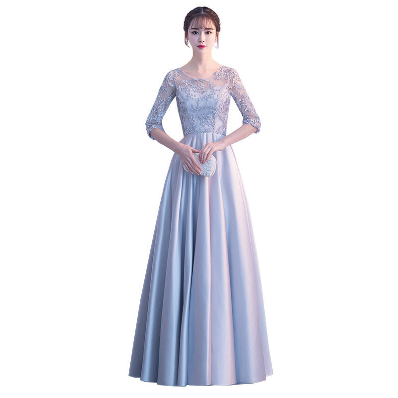 Long Bridesmaid Dress 2024 New Spring and Summer Korean Style Slim Fit Slimming Sisters Group Dress Performance Graduation Dress for Women