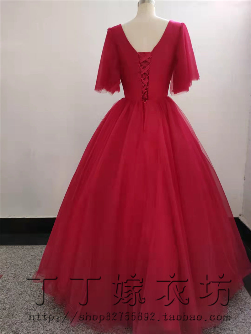 Colored Mesh 2024 New Bubble Skirt Vocal Music Student Art Exam Dress Female Long Bel Canto Solo Performance Costume Host