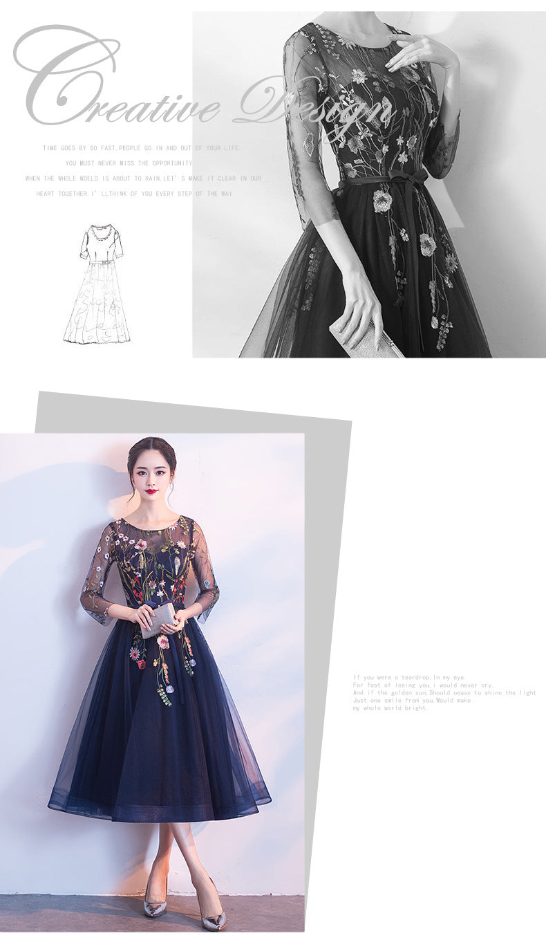 Banquet Evening Dress 040 New Fashion Elegant Dress for Women Small Dress Dress for Women Mid-Length Evening Dress