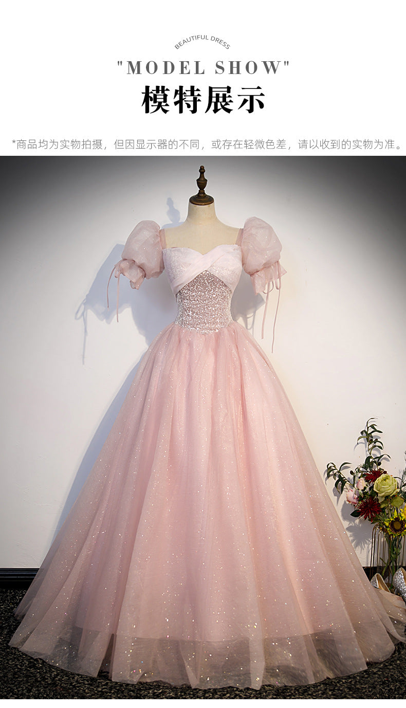 Engagement Evening Dress Pink Princess Bride Toast Dress Stage Performance Solo Wedding Dress Host Formal Dress Wholesale