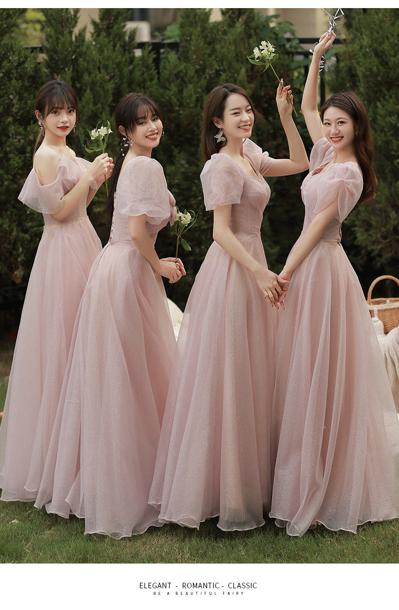 Bridesmaid Dress 2024 New Summer Long Fairy Temperament Slimming Niche Ladybros' Dress Girlfriends Clothes Simple and Elegant