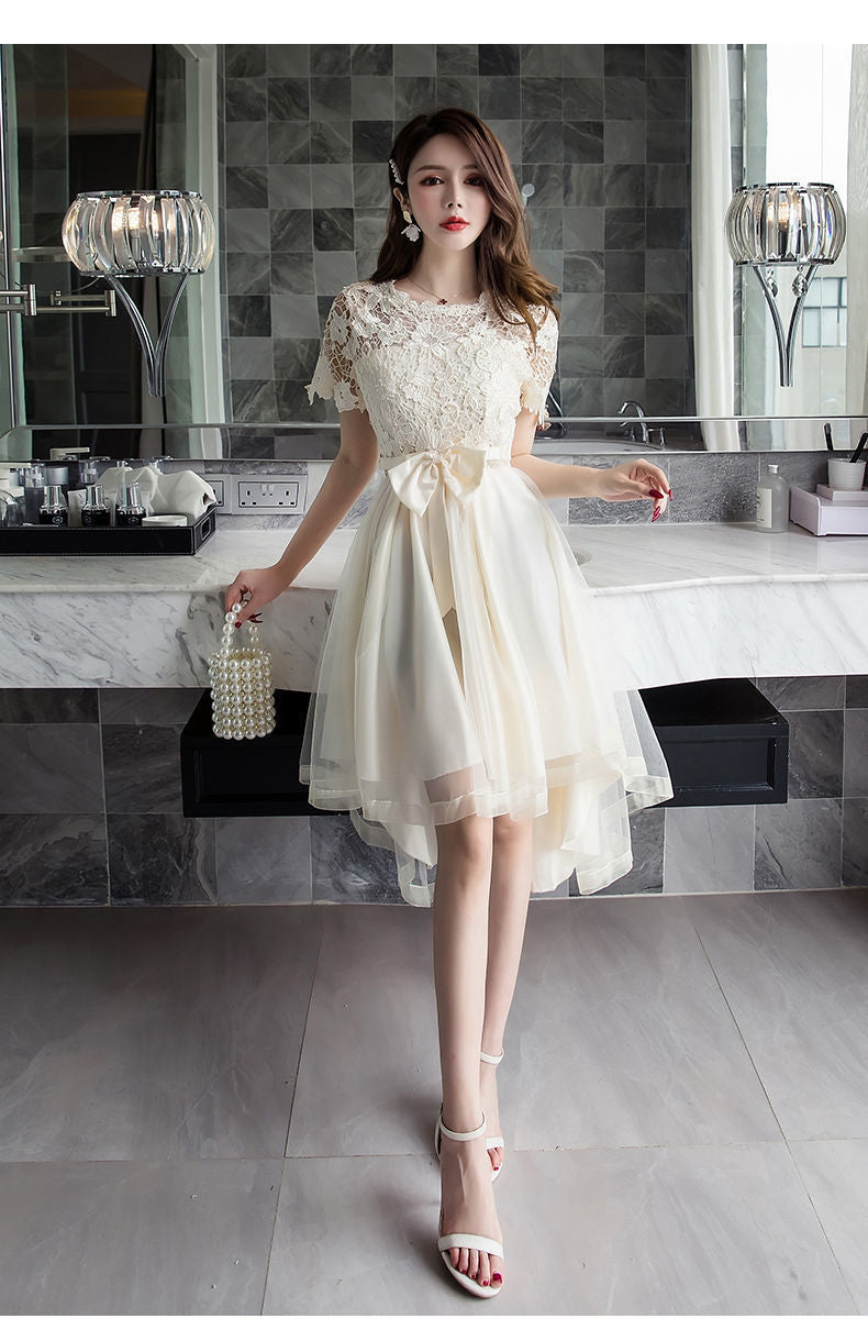 2024 New High Waist Toast Dress Bridal Wedding Dress Bridesmaid Wedding Dress Large Swing Belly Covering Lace Dress Long Dress