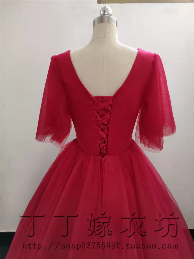 Colored Mesh 2024 New Bubble Skirt Vocal Music Student Art Exam Dress Female Long Bel Canto Solo Performance Costume Host