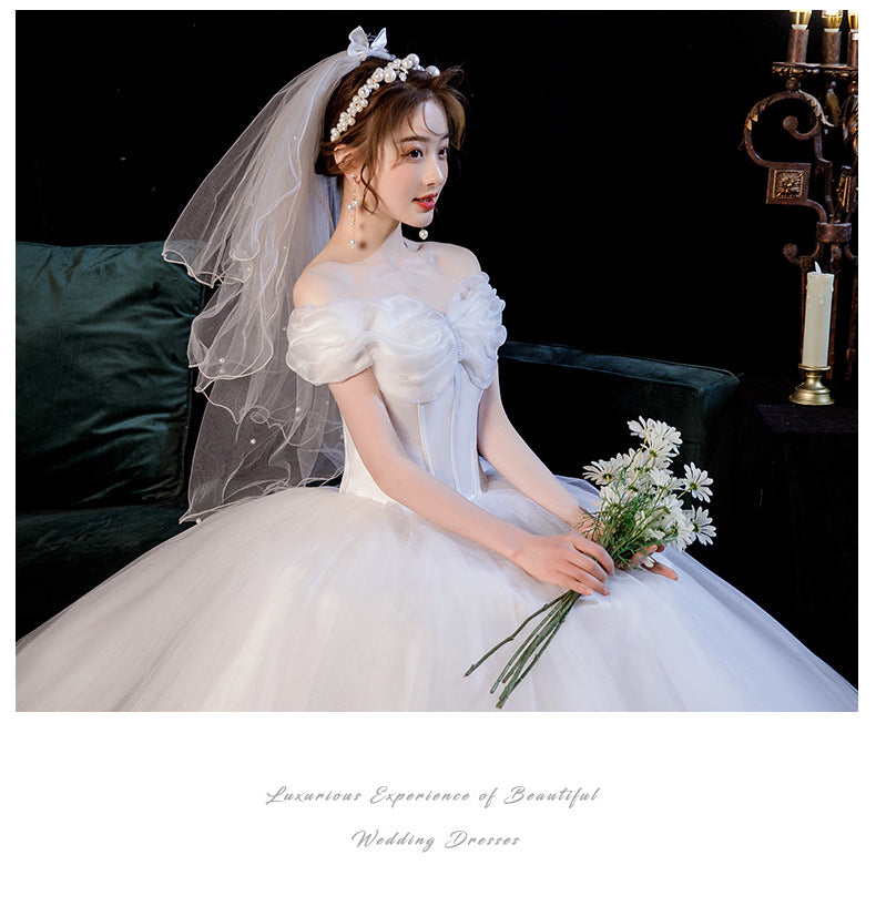 [Customized] Wedding off-Shoulder Strap Floor-Length Tube Top Wedding Pettiskirt Light New Wedding Dress Korean Manufacturer