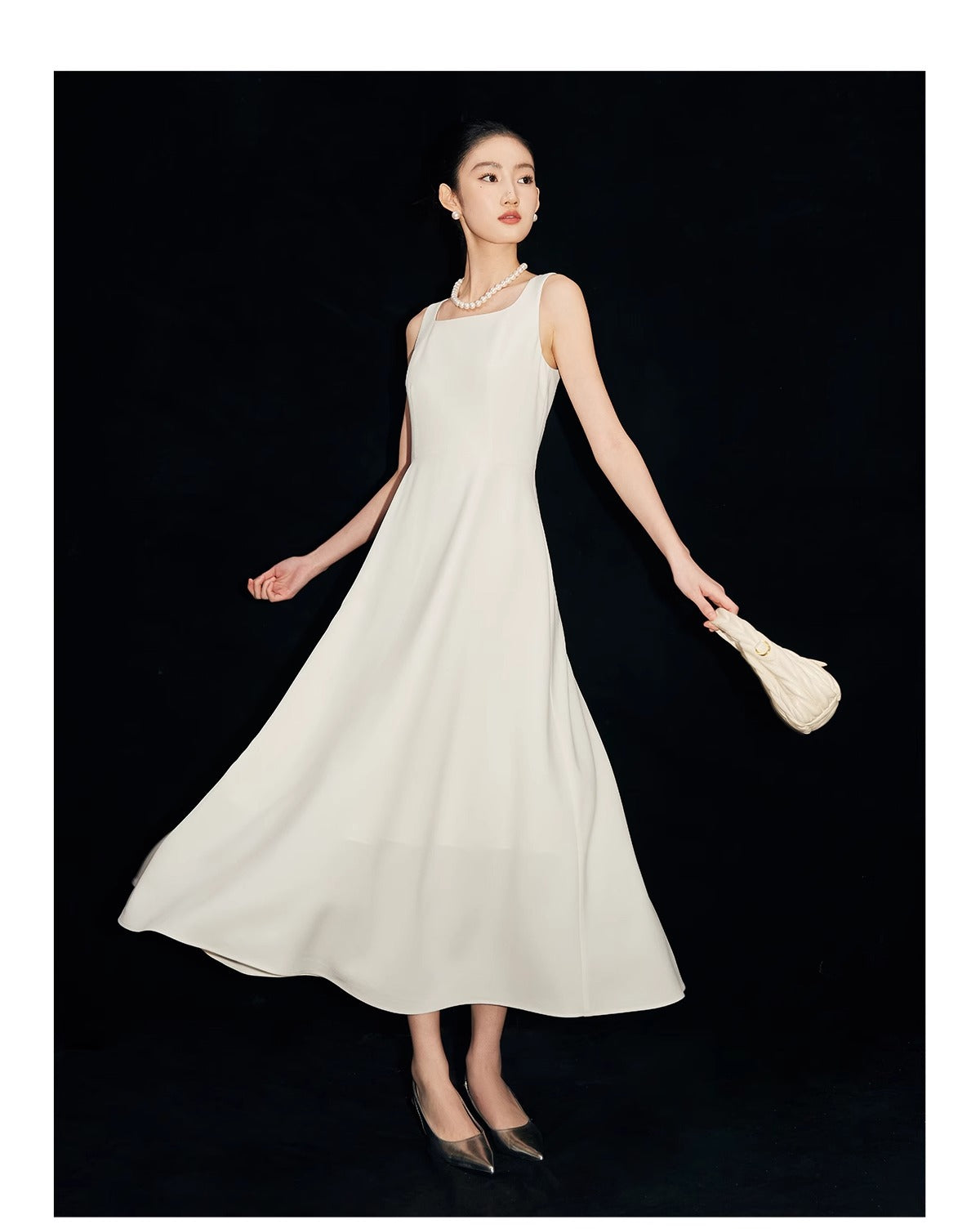 French Style White Dress 2024 New Sleeveless Vest Dress for Women Summer Fashion Slimming Long Dress