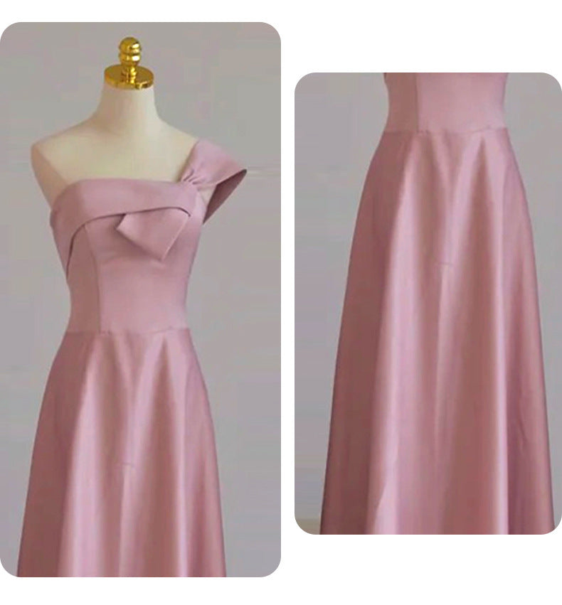 Bridesmaid Dress for Women 2024 New Summer Pink Small Wedding Daily Style Fairy Temperament Ladybros' Dress Women