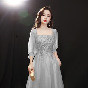 off-Shoulder French Evening Dress 2024 Spring New Banquet FARCENT Mori Style Western Style Host Banquet Evening Dress