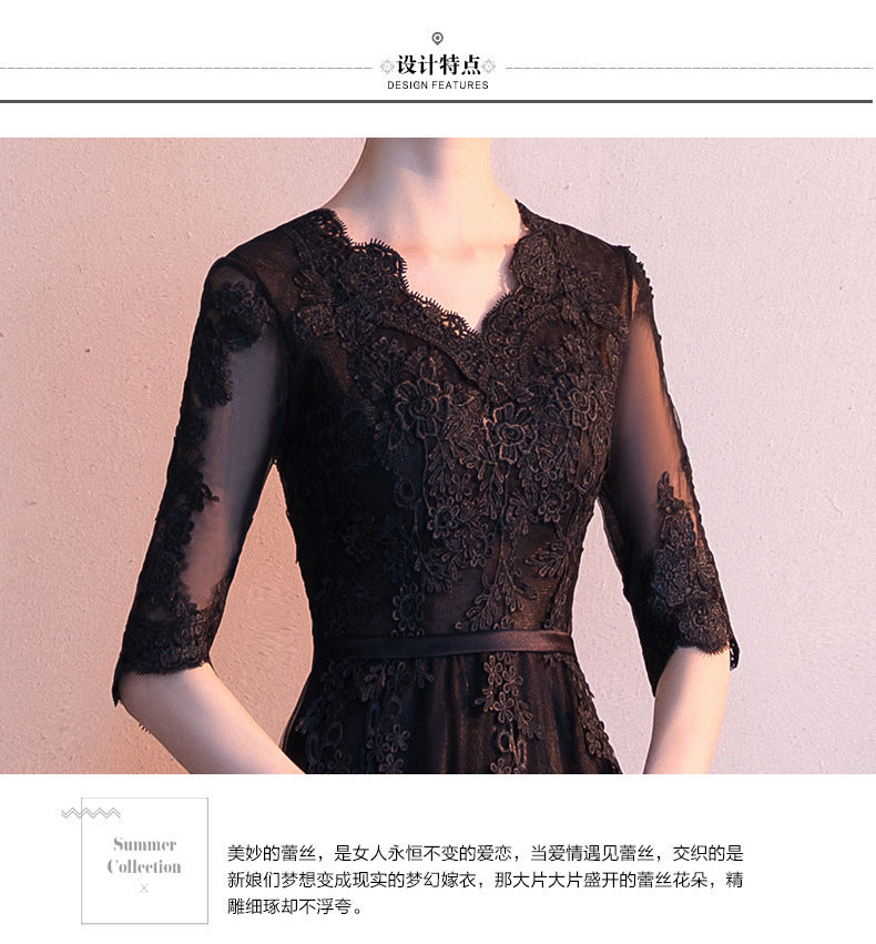 Evening Dress for Women 2024 Summer New Banquet Elegant Long Dress Show Thin Black Socialite Annual Meeting Dress