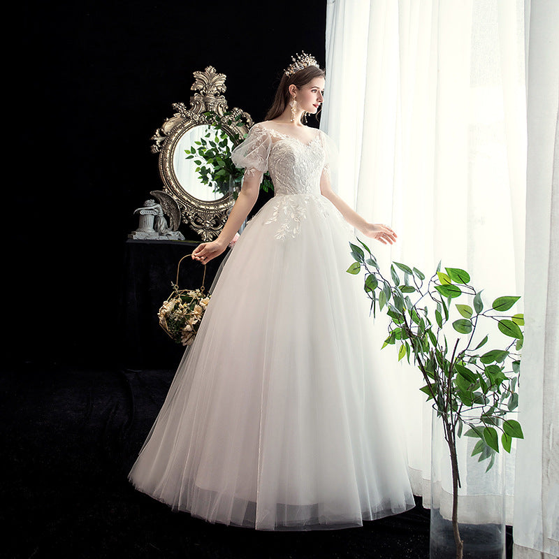 Wedding Dress 2024 New Korean Style Slim Fit Bridal Wedding Dress plus Size Lace Photo Studio Wedding Small H26