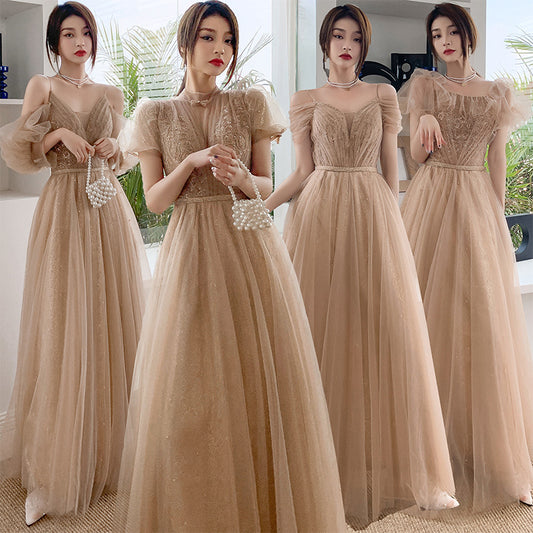 Bridesmaid Dress Fairy Temperament 2024 New Spring Slim-Fit Sisters Group Evening Dress Girlfriends Head Bridesmaid Dress