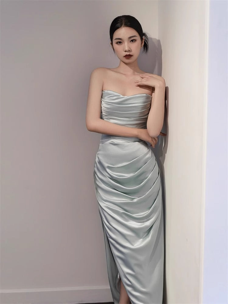 New Chinese Style Morning Gowns Bride Engagement Evening Dress High-End Affordable Luxury Niche Light Wedding Dress Toast Clothing Tube Top Dress