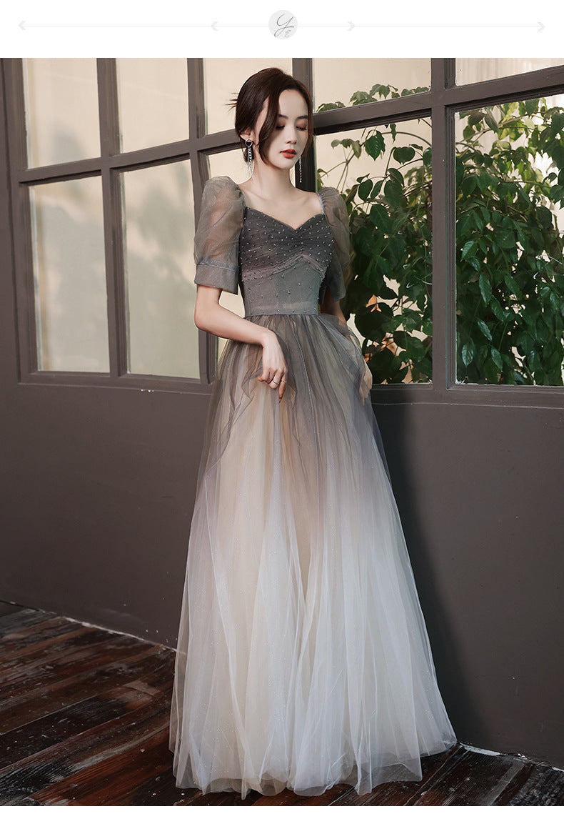 French Evening Dress for Women Light Luxury Minority High-End Banquet Elegant Art Exam High Sense Adult Formal Dress Dress Summer
