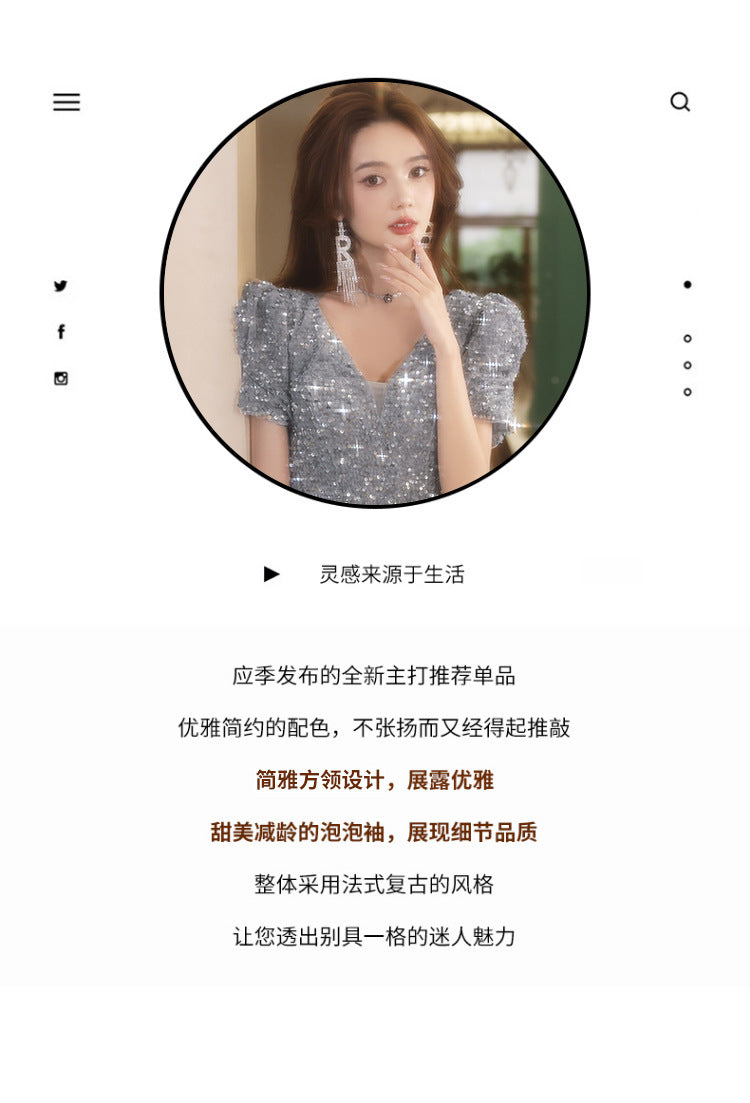 Evening Dress for Women 2024 New Light Luxury Toast Clothing Banquet Host Light Luxury Minority Light Luxury Fishtail Dress