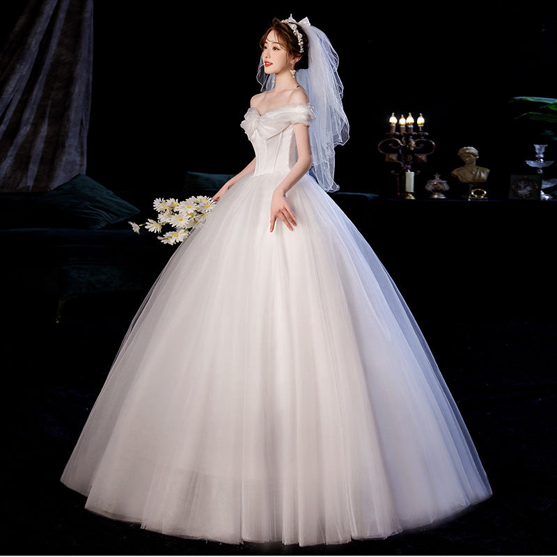 [Customized] Wedding off-Shoulder Strap Floor-Length Tube Top Wedding Pettiskirt Light New Wedding Dress Korean Manufacturer